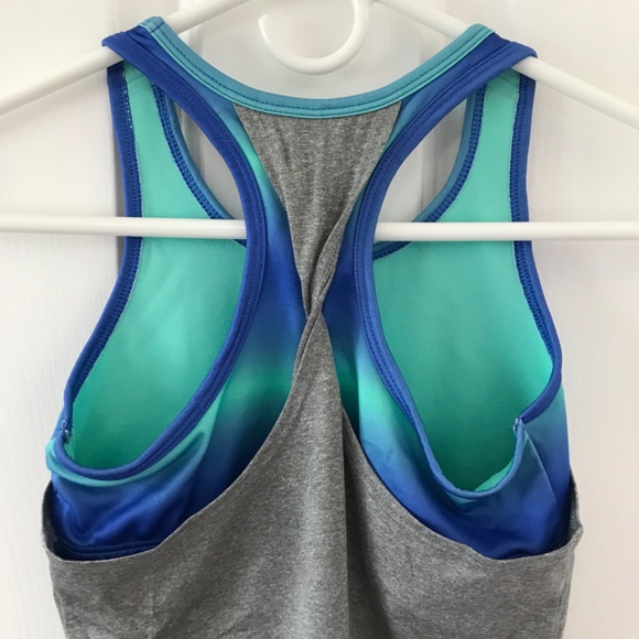 Old Navy Active gray blue green Go Dry Sports Tank Bra Girls 10 / 12 (Big Kids) - Picture 11 of 16